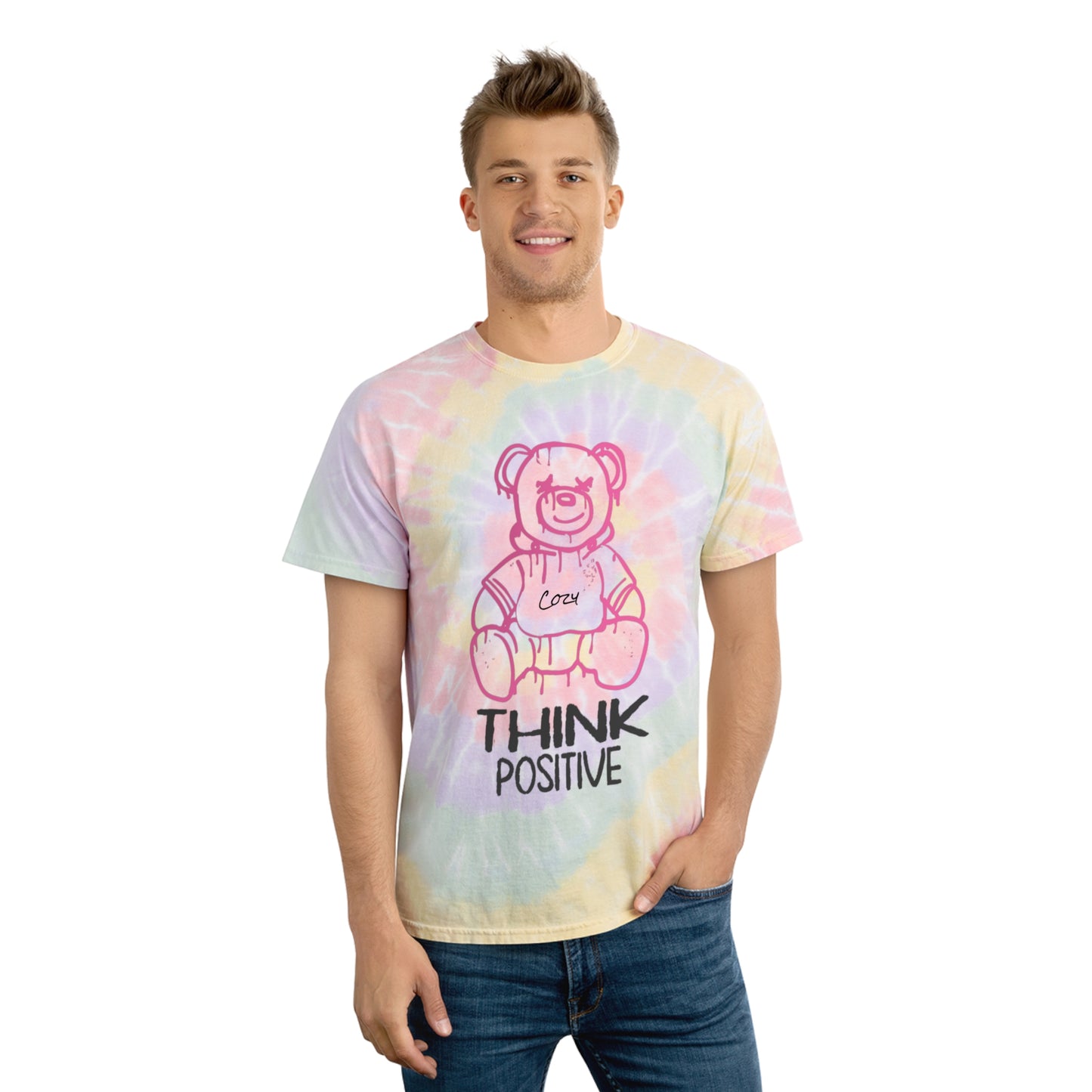 Think Positive Cozybear Tie-Dye Tee, Spiral